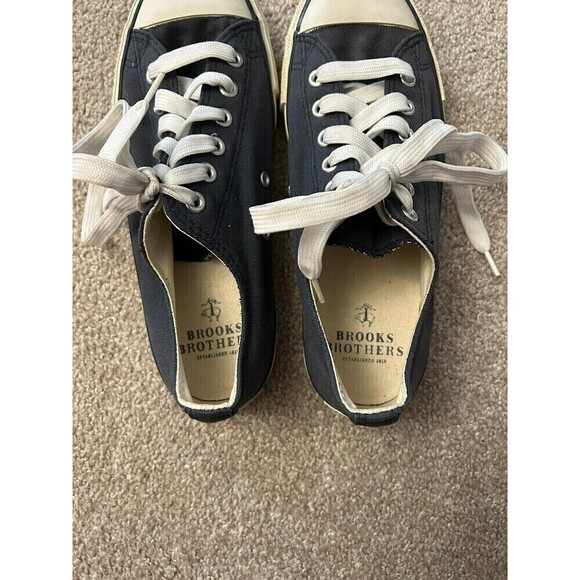Brooks Brothers Navy Blue Canvas‎ Lace Up Casual Sneakers Mens Size 7 - Picture 6 of 8